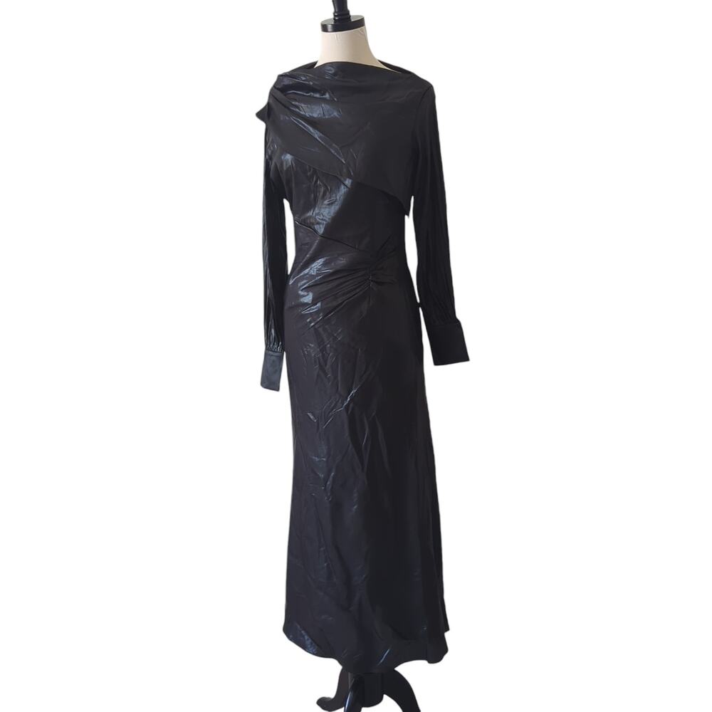 BCBGMAXAZRIA Wylie Dress Womens 38 6 Runway Designer Luxury Black‎ Shimmer $368 - Picture 9 of 16